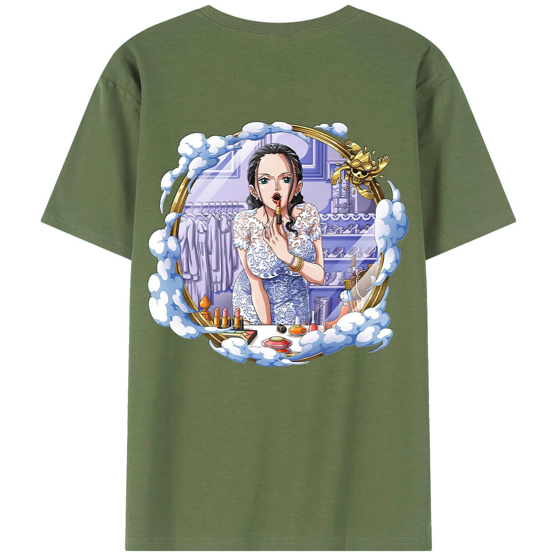 ワンピース ニコ・ロビン ONE PIECE Nico Robin 綿100％ メンズ半袖Tシャツ（バックプリント） 通気性